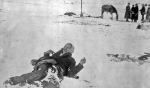Spotted Elk lies dead after the Wounded Knee Massacre, 1890