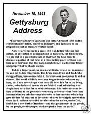 Abraham Lincoln Gettysburg Address Famous Speech Quote 8 x 10 Photo ...