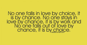 No one Falls Out Of Love By Chance, It Is By Choice