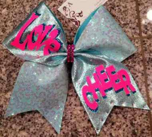 ... Cheer Quotes LOVE CHEER Light Blue Mystique and Mint Sequins Cheer Bow