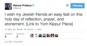 Reince Priebus Wishes His Jewish Friends an Easy Fast [Insert Deleted ...
