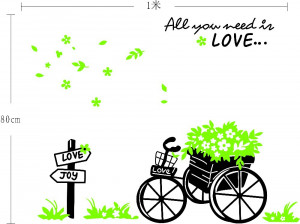 Set Large All you lead is love quotes bicycle decorative wall ...