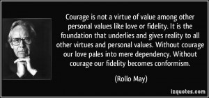 virtue of value among other personal values like love or fidelity ...