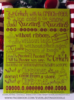 Grinch Christmas Meaning Quote, Word Canvas, wall decor, Christmas and ...