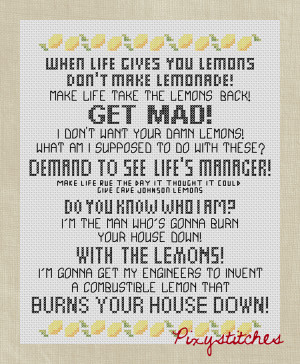 Portal 2 quote - with the lemons (printable pdf pattern)