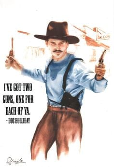 Doc Holliday, hand drawn...2-guns on Etsy, $24.00