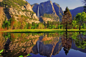 Reflections of Yosemite Falls by Lynn Bauer
