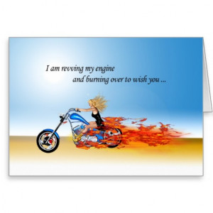 Happy Birthday with a Flaming Motorcycle Cards