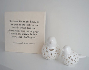 ... Prejudice - Jane Austen quote screen printed canvas wall art book