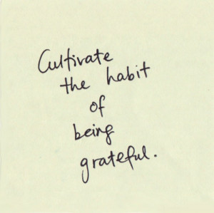 Cultivate the habit od being grateful