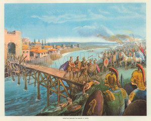 Horatius defends the bridge at Rome. Macmillan poster.