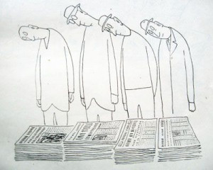 Saul Steinberg - Four Men Reading the Newspapers