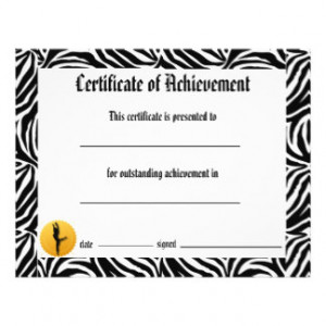 Dance Certificate of Achievement -Zebra Lyrical Flyers