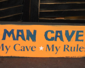 Ready to Ship/ MAN CAVE Denver Bronco Colors/My Cave My Rules Sign ...
