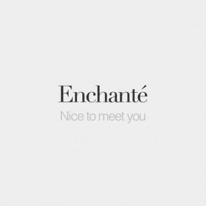 enchanté (feminine: enchantée) | nice to meet you | /ɑ̃.ʃɑ̃.te/