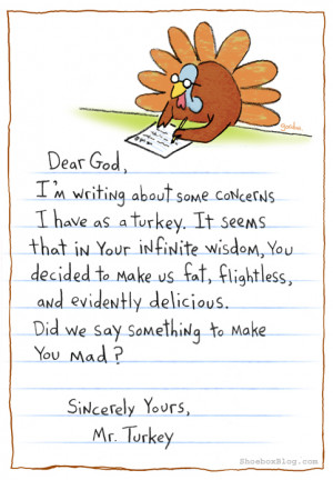 Thanksgiving A turkey's letter to god