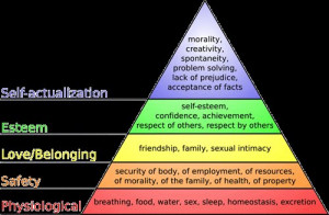 Maslow’s five levels of hierarchy are: