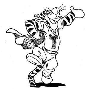Print Tigger Boxing With A Bee Coloring Page in Full Size