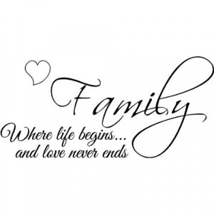 : Family where life begins and love never ends wall art wall sayings ...