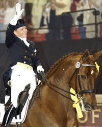Dressage stars Brentina and Debbie McDonald -- if this is not flexing ...
