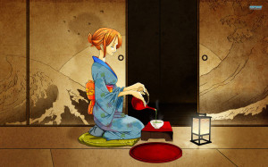 Nami in Kimono - One Piece Wallpaper