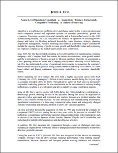 Sample Executive Bio