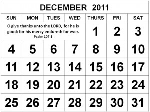 ... this Free Christian Monthly Calendar 2011 December with Bible verses