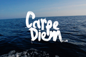 carpe diem, ocean, quote, typography, water
