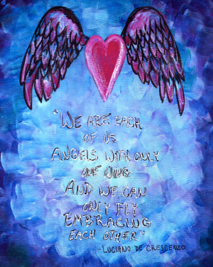 Inspirational Quote Art Print- Angel Wings Quote- Mixed Media