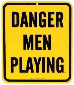 Danger Men Playing Metal Sign