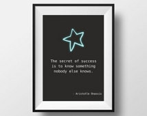 famous quote on the secret of success typography print black and white ...