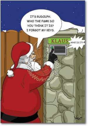Santa Ringing Adult Funny Christmas Card Nobleworks