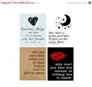 Collection of Four It's a Wonderful Life Movie Quote Prints