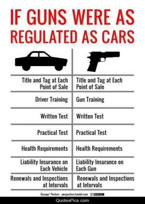 If guns were as regulated as cars… – Anonymous