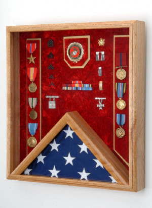 Deluxe Military Medals and Flag Shadow Box