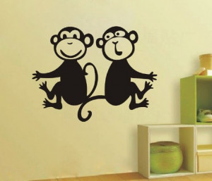 Nursery House Home Cute Monkey Decor Decals Sticker Quote Paper for ...