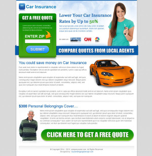Auto insurance zip code capture for instant quote landing page design ...