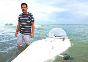 Home made submarine made by Ukrainian craftsman Vasily Chikur