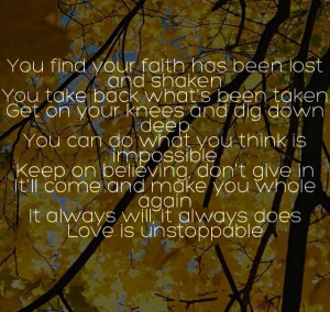 Love is unstoppable . #lyric quotes. Rascal flatts ️