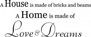 House Home Love Dreams Cute Decor vinyl wall decal quote sticker ...