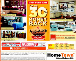 HomeTown Upto 30% Money Back & Exchange offers only for 5 Days - Sale ...