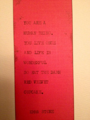 THE RED VELVET Typewriter quote on 2 x 6.5 bookmark by WritersWire