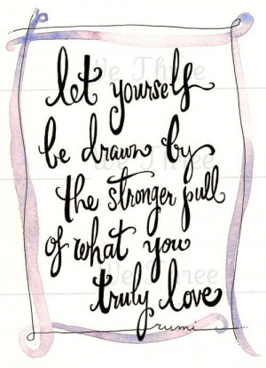 Home Decor - Rumi Illustrated Quote - Print 5 x 7 of watercolor , pink ...