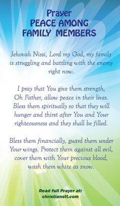 Prayer for Peace among family members. John 14.27 – Peace I leave ...