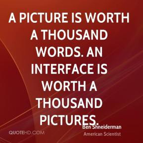 ... words. An interface is worth a thousand pictures. - Ben Shneiderman