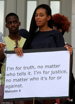 ... quotes Malcolm X as she leads rally in protest of Zimmerman not guilty