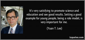 ... good results. Setting a good example for young people, being a role