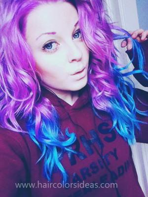 Blue and Purple Dip Dyed Hair
