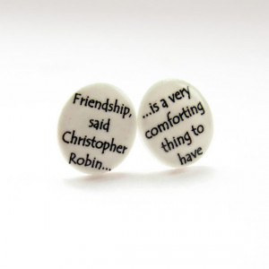 Friendship Quote Mismatched Resin Stud Earrings, Winnie the Pooh Resin ...