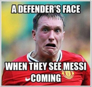 Funny football/soccer meme – a defenser’s face when he sees Messi ...
